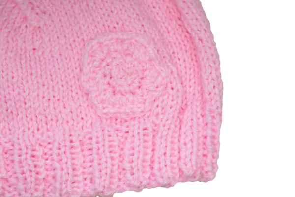 Hand knitted baby cap in pink with a head circumference of 38 cm 14,96 inch
